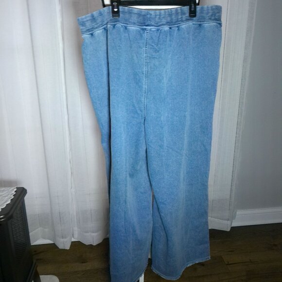 AERIE NWT Pull-On w/ Draw String Blue Wide Leg Soft Jeans XXL - Picture 3 of 11